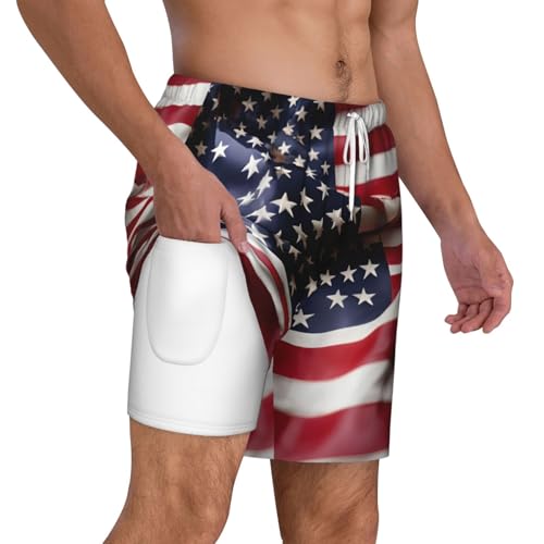 Pantalones cortos de natación ligeros bañador transpirable bandera americana secado rápido 6