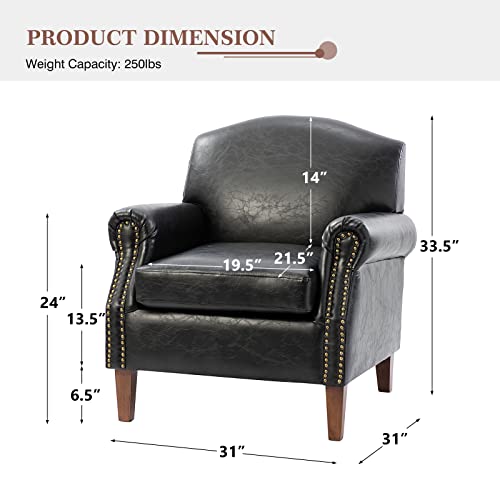 HULALA-HOME-Faux-Leather-Accent-Chair-with-Retro-Wood-Legs-Comfy-Upholstered-Armchair-with-Nail-Head-Trim-Single-Sofa-Chair-for-Living-Room-BedroomBlack HULALA HOME Faux Leather Accent Chair with Retro Wood Legs Comfy Upholstered Armchair with Nail Head Trim Single Sofa Chair for Living Room BedroomBlack