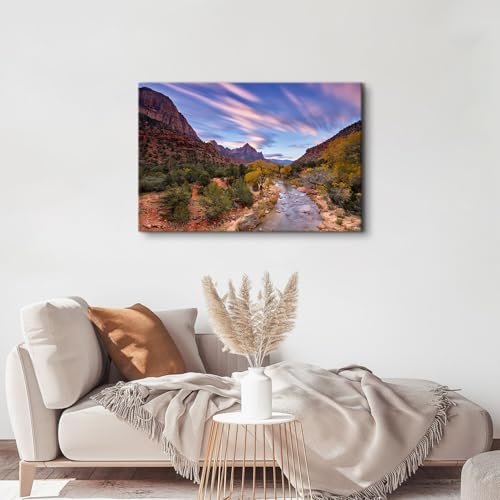 Image of Desert Canyon Landscape Wall Art for Living Room Nature Trees Picture Wall Decor Utah National Park Poster Cliff Scenery Painting USA Western Photo Print Artwork Bedroom Office Home Decorations 24x36 inch