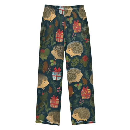ZZXXB Hedgehog Spruce Branch Boys Long Pants Soft Trousers Elastic Waist Kids Lounge Bottoms with Pockets S-XL2