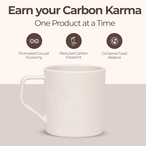 Image of Coffee Mug Set of 6 Made with Rice Husk & Bio Composite Material | TurtleBrew Travel Mug | Microwave & Dishwasher Safe | 200ml | Off-White