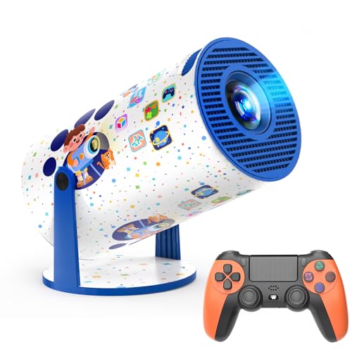 Kids Game Projector with 275+ Pre-loaded Games, 270° Rotatable Mini Portable Projector with Wireless Controller, Eye-Safe HD Display, All-in-One STEM Educational Toys, Birthday Gifts for Boys Girls
