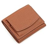 [imeetu] ミニ財布 三つ折り財布 レディース メンズ 本革 小さい財布 スキミング防止 小銭入れ付き みつおり 牛革 軽量 コンパクト RFID (ブラウン)