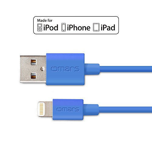 Omars 4ft / 1.2m Lightning 8pin to USB SYNC Cable Charger Cord for Apple iPhone 5 / 5s / 5c / 6 / 6 Plus / 6s / 7 / 7 Plus, iPod touch 5, iPod nano 7, iPad Blue [Apple MFI Certified]