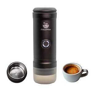 Eon Tragbare Espressomaschine, Reisekaffeemaschine mit Selbsterhitzung und USB-C-Aufladung (Grau)