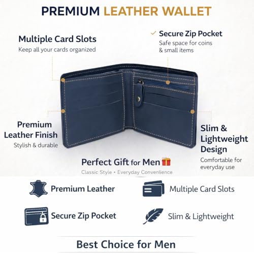Image of Gift For Special Leather Wallet for Him - Men's Purse - Husband Father Wallet Purse Gift - Wallet for Brother