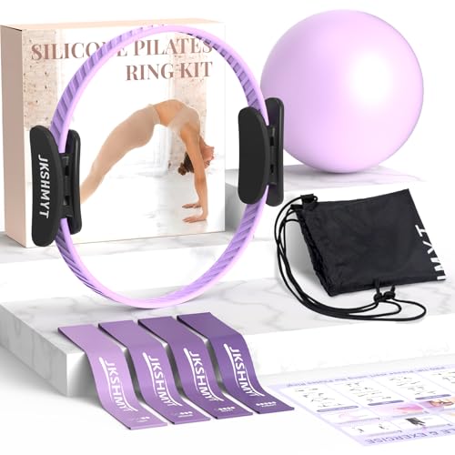 Pilates Ring Kit for Women, Pilates Equipment – 14.5' Home Magic Circle Workout with Pilates Ball, Resistance Bands, Better me Pilates Essentials Starter Set for Beginners Toning Shape Full Body