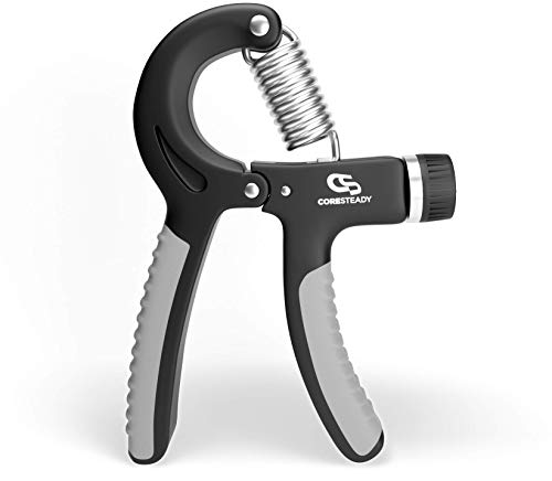 Coresteady Solid Grip - Agarre de Fuerza - Fortalecedor de Mano Ajustable - 10  60 kg de Resistencia, Negro/Gris