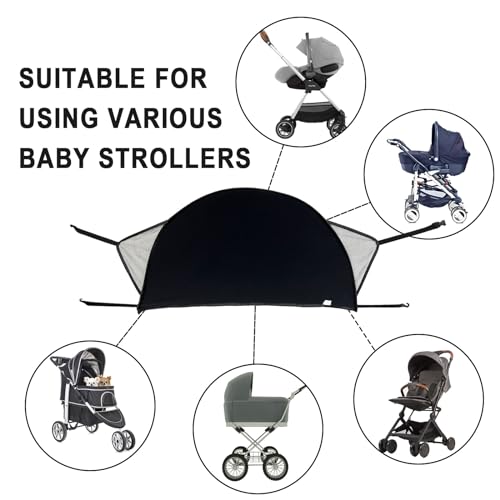 FUIPVGI Sonnensegel Kinderwagen UV Schutz Sonnenschutz Kinderwagen, Kinderwagen Sonnenschutz, Sonnensegel Buggy, Sonnensegel für Kinderwagen für Buggy Sonnenschutz für Baby (Schwarz)