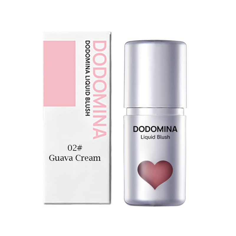 DODOMINA Natural Finish Liquid Blush, Long-Lasting Liquid Cheek Tint, Dewy Finish, Sweatproof, Multipurpose Makeup for All Skin Types (7g/0.25fl oz) (Guava Cream)