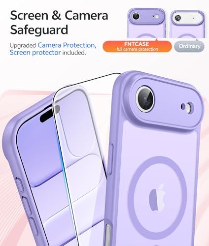 Image of FNTCASE for iPhone Air Case: [Compatible with Magsafe] Translucent Matte Cases with [Full Camera Protection] [Screen Protector] Military Grade Shockproof Protective Phone Cover - Light Purple
