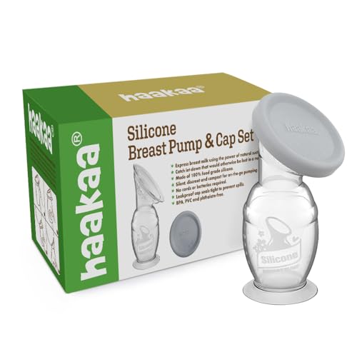 Haakaa Gen 2 Silicone Breast Pump with Suction Base and Leak-Proof Silicone Cap, 5 oz/150 ml, BPA PVC and Phthalate Free 1 Count (Pack of 1)