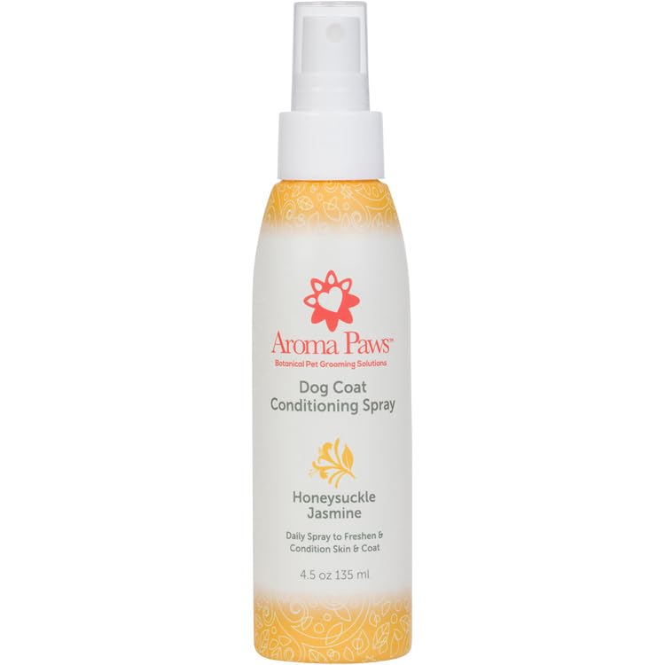 Dog Coat Conditioning Spray - Pet-Friendly Detangler Spray with Natural Essential Oils for Dogs - Daily Dog Spray to Eliminate Odors and Knots - Honeysuckle Jasmine 4.5 oz.