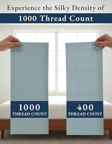 Image of LANE LINEN California King Split Sheets for Adjustable Bed - French Blue | Split King Top Split Sheets Adjustable Bed - 5-Piece Set, 16 inch Deep-Pocket Snug Fit, 1000 Thread Count, Luxe Sheen