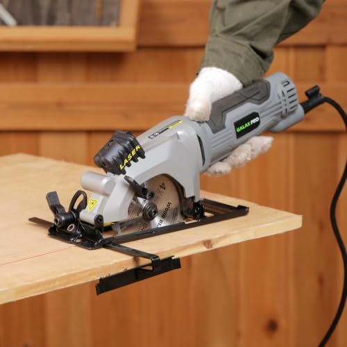 GALAX PRO Corded Mini Circular Saw 4A with Laser Guide, 2 Saw Blades | 3500RPM 4-1/2" Power Electric Compact Circular Saw for Wood, Soft Metal, Plastic, Bevel Cut 45°, Vacuum Adapter - image 6