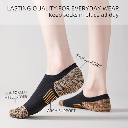 Image of EPEIUS Thick No Show Socks for Women Athletic Ankle Socks Cushioned Running Low Cut Non Slip Footies 3 /6 Pairs