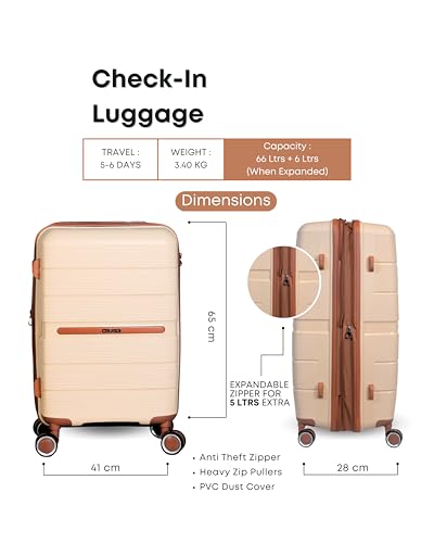 Image of CRUISE Sandy Coco 24 Inch Travel Trolley Bag Set (Medium) | Hard Shell Expandable Suitcases with Spinner Wheels | Cabin & Check-in Lightweight Luggage Bags (Set of 1)