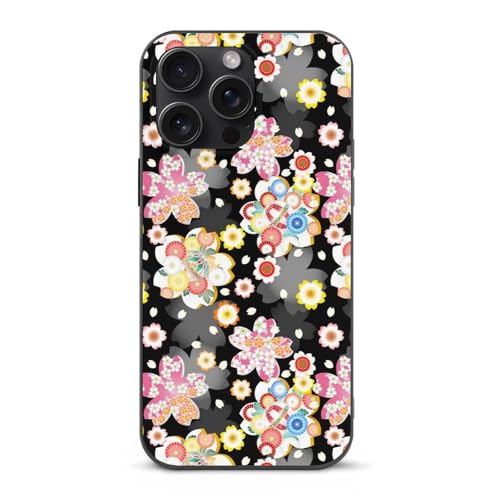 iPhone15ProMax用ケース 桜と毬 和風 アイフォン15ProMax用ケース スマホケース TPU 薄型 耐衝撃 おしゃれ ストラップホール付き ワイヤレス充電対応