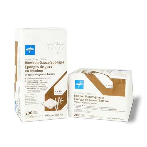 Medline gasas tejidas, 100% bambú, 4x4 pulgadas, 12 capas, almohadillas no estériles para cuidado de heridas, suaves y altamente absorbentes, paquete de 2000 miniatura 3