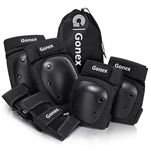 Gonex Knee Pads Elbow Pads with Wrist Guards, Kids Youth Adult Skateboard Skate Pads 3 in 1 Protective Gear Set for Skateboarding Skating Roller Skating Scooter Cycling Biking Bicycle, Black L