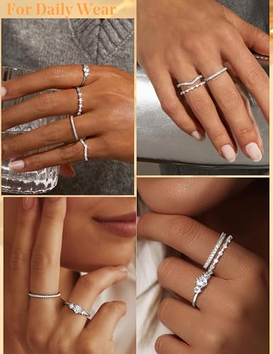 Florideco Stackable Gold Rings for Women 14K Gold Plated Minimalist Non Tarnish Cubic Zirconia Thumb Ring Set Dainty Gold Knuckle Ring Trendy Statement Stacking Rings Set Size 5-104