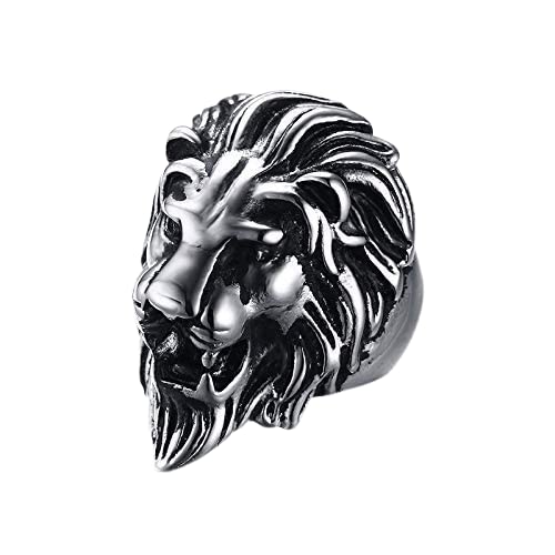 Stainless Steel Roaring Lion Head Unique Design Ring for Men and Boys