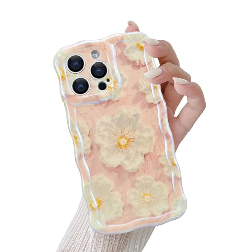 Coque iPhone 12 Pro Max style peinture à l'huile rose idée cadeau