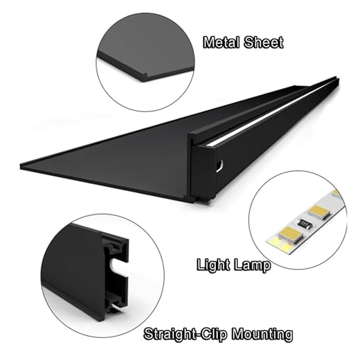 Étagère de rangement murale à LED en aluminium noir, support robuste 70cm - 4