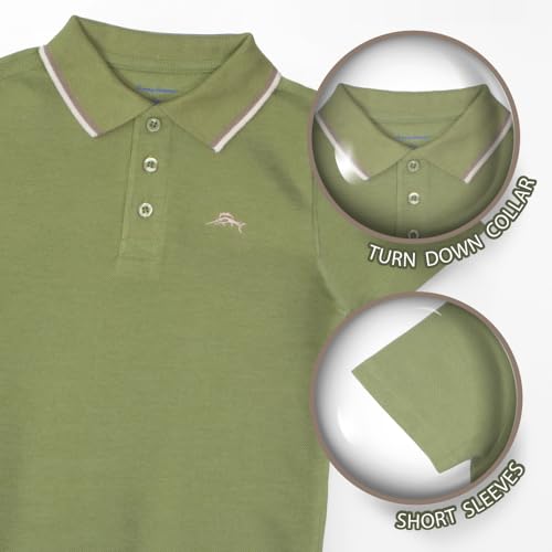 Image of Tommy Bahama Boys Short Sleeve Classic Polo Shirt & Elastic Waist Shorts Set, Casual 2-Piece Back to School Outfit for Kids