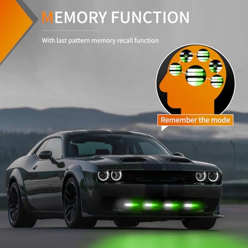 Image of Nilight 6LED Green White Emergency Strobe Lights Sync Feature Surface Mount | 12V 24V Grille Flashing Warning Hazard Light Ultra Slim for Cars Trucks Van Off Road Vehicles SUV 4PCS
