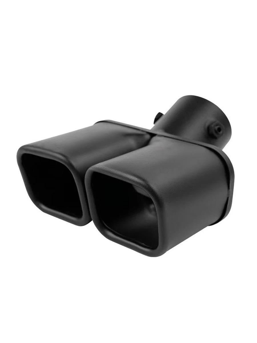 Boquilla Silenciador Coche Doble Salida Acero Inoxidable Con Punta Escape Cuadrada Negra Universal KISSGPIPOL(Black Curved)