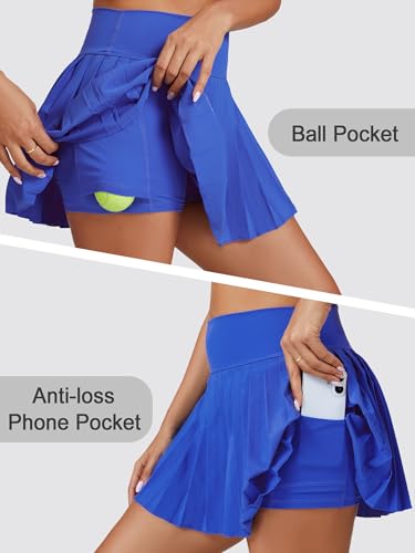 Image of Ibeauti Womens Mini Flowy Skort High Waisted Pleated Tennis Golf Skirts Mesh Ruffler Athletic Skirt with Shorts Pockets