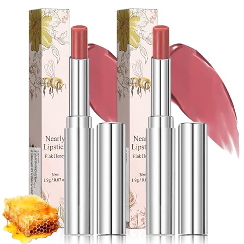 Honeynoir-Pink Honey Lipstick Moisturizing Lip Color Nourishing Lip Balm Honey Noir Lipstick Suitable for All Skin Tones Natural Lip Care Long-Lasting Moisturization Non-Sticky (2Pcs Pink)