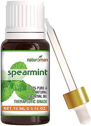 Naturoman Pure and Natural Essential Oil | Therapeutic Grade | Suitable for All Skin Types | Natural & Pure | For Skin, Hair, Face & Body | Pack of 1 | 15 ml (Spearmint)