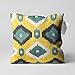 Housse de coussin IKAT en coton tissé à la main par des tissus bohémiens traditionnels | 50 x 50 cm Housse de coussin décorative avec tons jaunes et verts