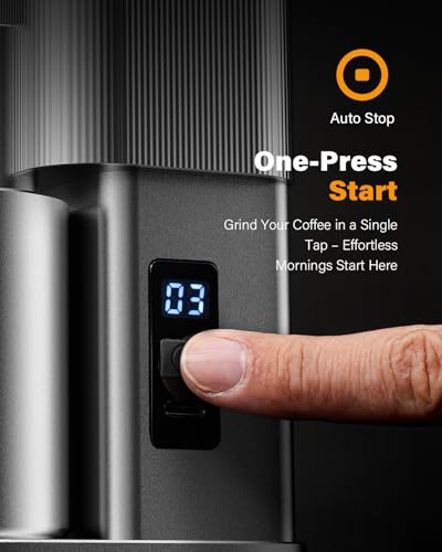 Image of SHARDOR All-Metal Single-Dose Coffee Grinder - Quiet DC Motor, Home-use Espresso Grinder, Burr Coffee Grinder, with 80 Settings and an LED Power Display,Silver