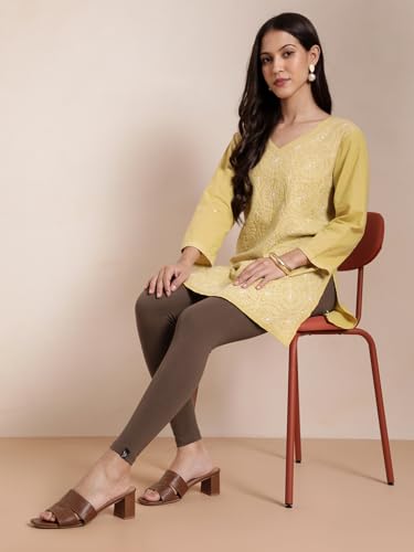 Image of TWIN BIRDS Super Stretchable Cotton Elasthane Fabric Ankle Length Leggings for Women