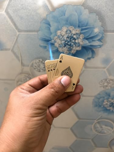Image of Refillable Small Pocket Cigarette Lighter Metal Body Fuel Lighter Without Fuel Fill The Lighter with Oil Fuel for Outdoor Travel Utility Use (Poker Golden)