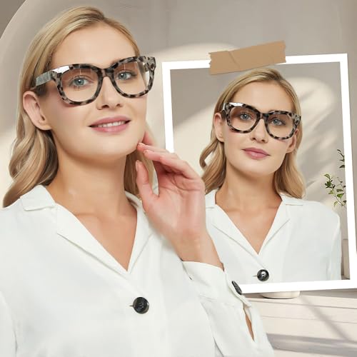 Image of JiSoo Oversized Reading Glasses for Women Men, Stylish Designer Readers Women with Large Frame