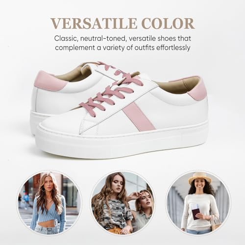 Women's Casual Sneakers,Leather Platform Sneakers for Women Fashion3