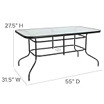 Flash Furniture Lila 7-Piece Glass Patio Table and Chairs Set, Outdoor Patio Dining Set with Rectangular Table and 6 Slat Back Patio Chairs, Black - Image 5