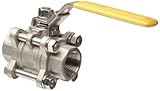 Merit Brass Stainless Steel 316 Ball Valve, Three Piece, Full Port, Lever, 1/2