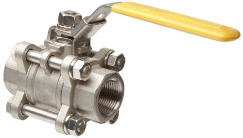 Merit Brass Stainless Steel 316 Ball Valve, Three Piece, Full Port, Lever, 1/2