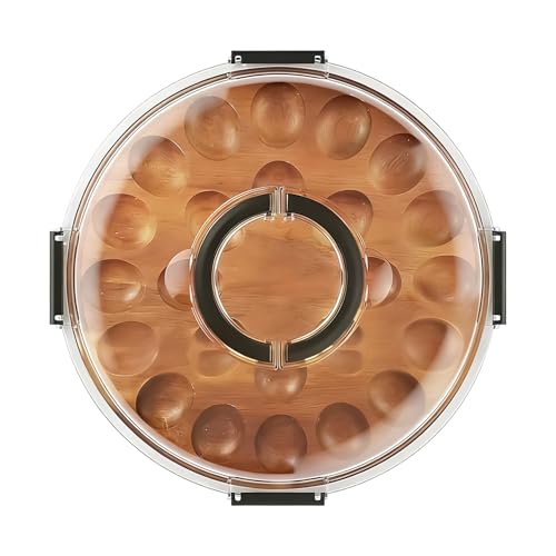 Fuente de huevos rellenos - Fuente para servir huevos rellenos | Bandeja de madera para huevo del diablo, bandeja de 24 ranuras con tapa, para vacaciones, Pascua, cena de Acción de Gracias, buffet
