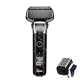 Zyrin 5枚刃 往復式 シェーバー メンズ ひげそり電動シェーバー 電気シェーバー 髭剃り 深剃り対応 360°フレックスヘッド 高速モーター搭載 ロック機能付き 自動研磨機能 大型LCD画面 残量表示 IPX7防水 乾湿両用 低騒音 Type-C充電式 ヒゲトリマー内蔵 持ち運び便利 出張/旅行 車内常備 男性用 父の日 プレゼント ギフト 日本語取扱説明書付き