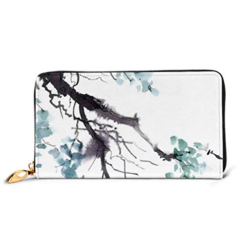 Preisvergleich Produktbild JHGFG Mode Handtasche Reißverschluss Brieftasche Aquarell Tinte Illustration Baum Laub Stil Telefon Kupplung Geldbörse Abendkupplung Blockieren Leder Brieftasche Multi Card O.