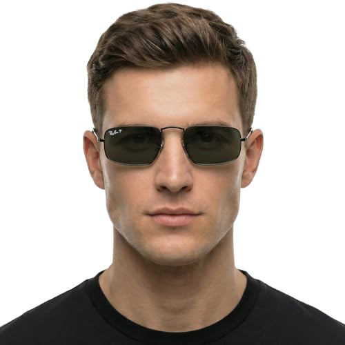 Image of Ray-Ban Unisex Sunglasses Black Frame, Green Lenses, 49MM