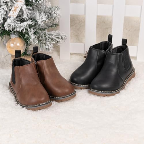 Miamooi Toddler Girls Boys Combat Ankle Boots Little Kid Waterproof Outdoor Chelsea Fall Booties Leather Comfort Shoes (Toddler/Little Kid)2