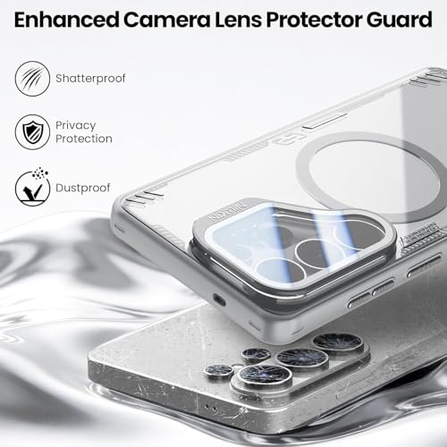 Image of PRITO Nilkin Magnetic Case for Samsung S26 Ultra, Shockproof Protection with MagSafe, Never Yellowing and Biodegradable Material, with Stand & Camera Lens Cover (Gray, S26 Ultra)