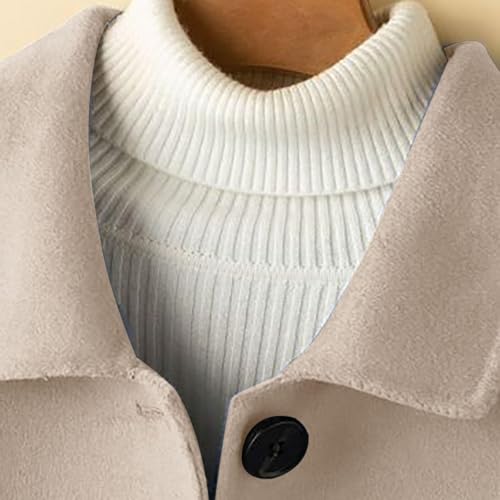 Lmdudan 2025 Winter Women Overcoat Long Sleeve Lapel Neck Single Breasted Coats Elegant Mid-Length Solid Outwear with Pocket4